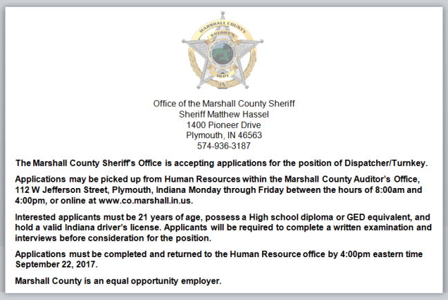 Job Posting 9-14-17