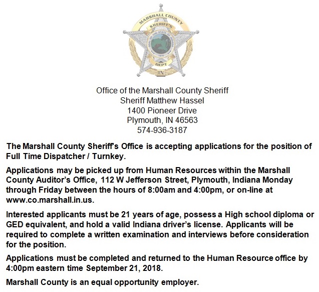 Job Opening 9-10-18